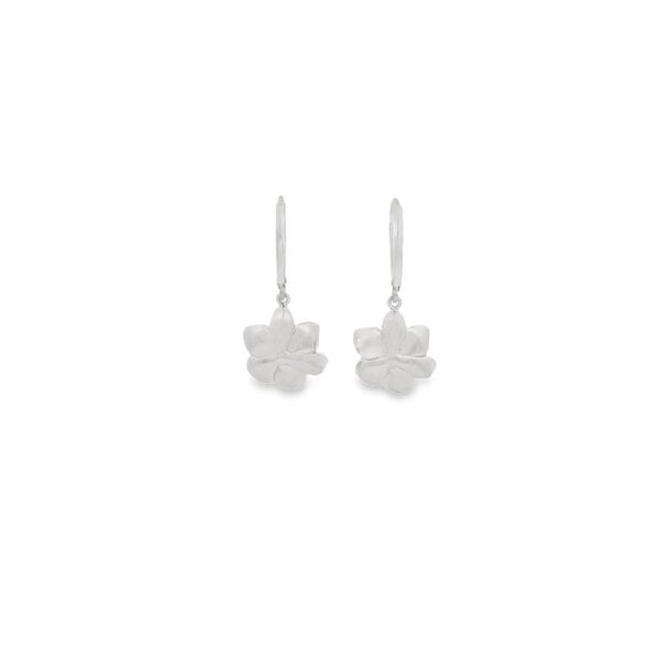 Sterling Silver Gold Creations Original Polished/Brushed Cubic Zirconia Magnolia Leverback Earrings Mini