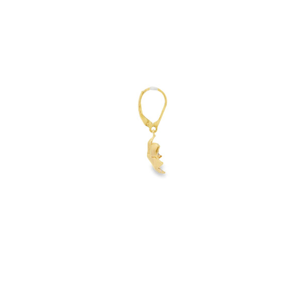 14K Yellow Gold Gold Creations Original Polished/Brushed .04ct Lab Diamond Magnolia Leverback Earrings Mini