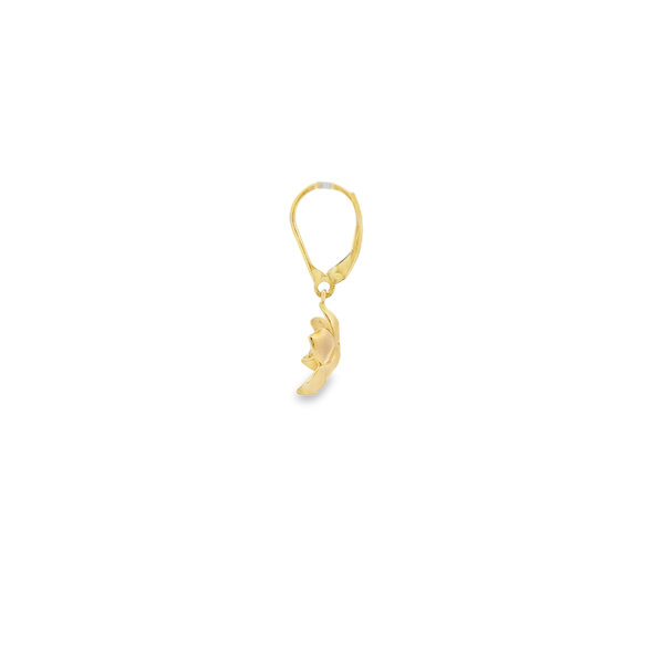 14K Yellow Gold Gold Creations Original Polished/Brushed .04ct Lab Diamond Magnolia Leverback Earrings Mini