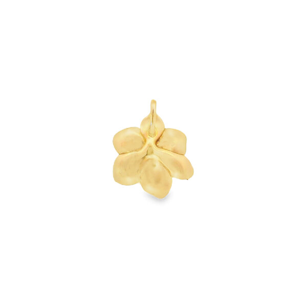 14K Yellow Gold Gold Creations Original Polished/Textured .05ct Lab Diamond Magnolia Pendant Large