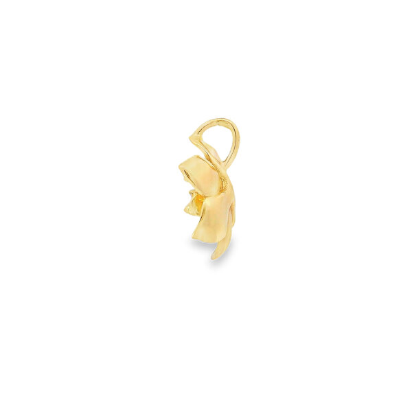 14K Yellow Gold Gold Creations Original Polished/Textured .05ct Lab Diamond Magnolia Pendant Large