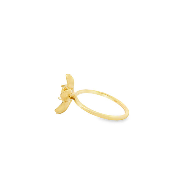 14K Yellow Gold Polished/Brushed Gold Creations Original .03ct Lab Diamond Magnolia Ring Size 7.25