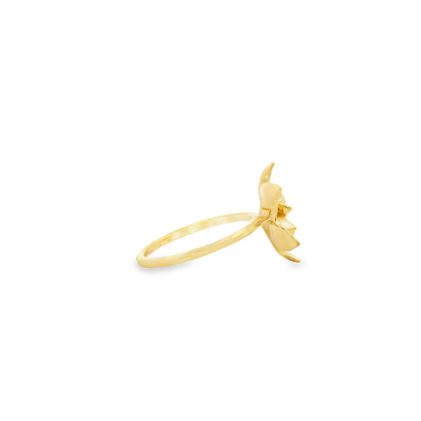 14K Yellow Gold Polished/Brushed Gold Creations Original .03ct Lab Diamond Magnolia Ring Size 7.25