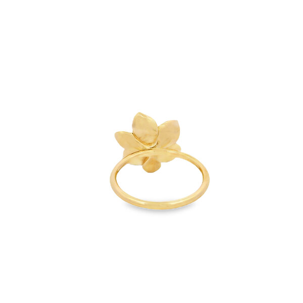 14K Yellow Gold Polished/Brushed Gold Creations Original .03ct Lab Diamond Magnolia Ring Size 7.25