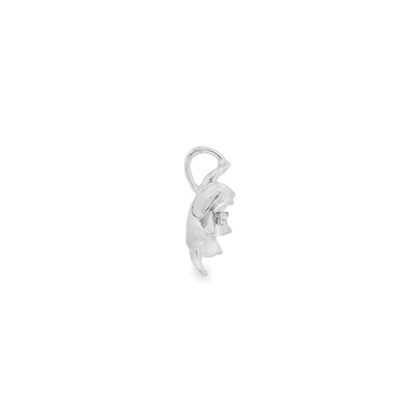 Sterling Silver Gold Creation Originals Polished and Textured Cubic Zirconia  Magnolia Pendant Large