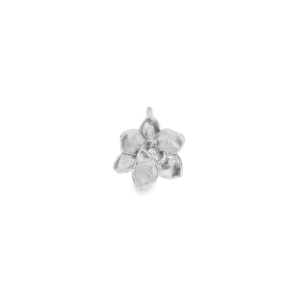 Sterling Silver Gold Creation Originals Polished and Textured Cubic Zirconia  Magnolia Pendant Large