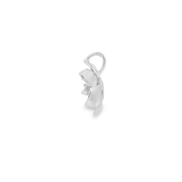 Sterling Silver Gold Creation Originals Polished and Textured Cubic Zirconia  Magnolia Pendant Large