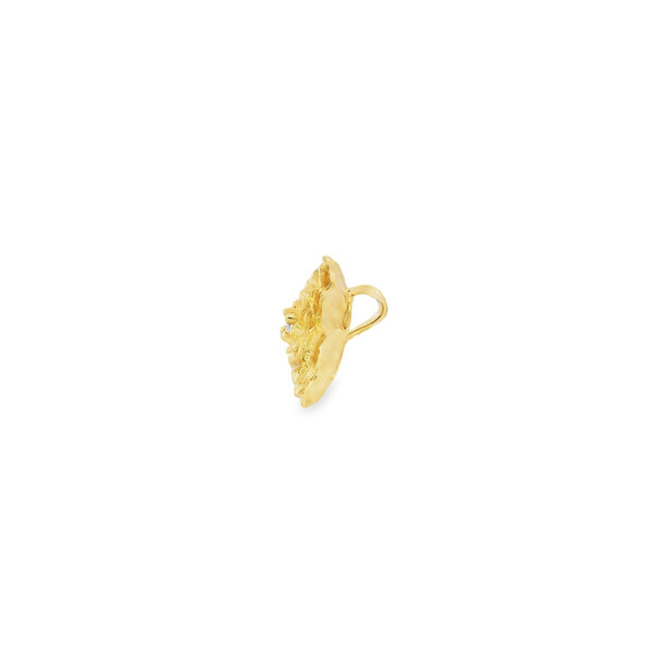 14K Yellow Gold GC Original Diamond-Cut .06ct Lab Diamond Camellia Pendant Large