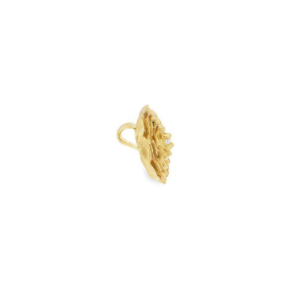 14K Yellow Gold GC Original Diamond-Cut .06ct Lab Diamond Camellia Pendant Large
