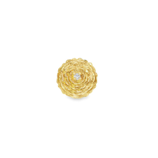 14K Yellow Gold GC Original Diamond-Cut .06ct Lab Diamond Camellia Pendant Large