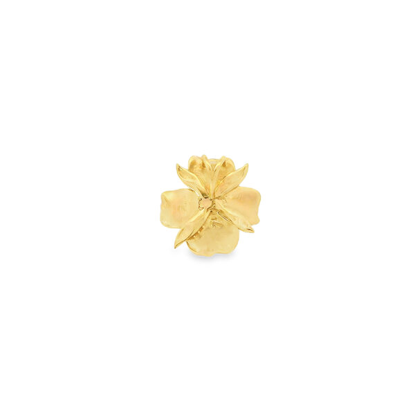 14K Yellow Gold GC Original Textured .18ct Lab Diamond Dogwood Pendant Large