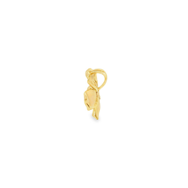 14K Yellow Gold GC Original Textured .18ct Lab Diamond Dogwood Pendant Large
