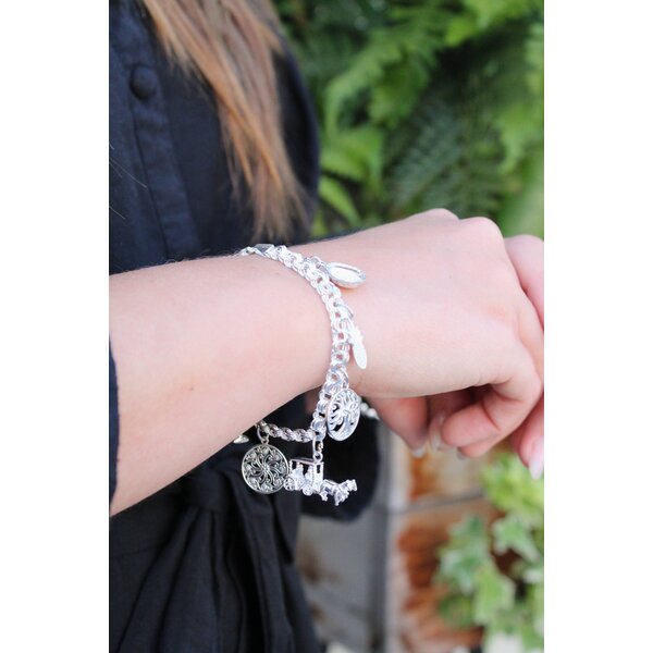 Sterling Silver 3D Double Horse & Carriage 18x23mm