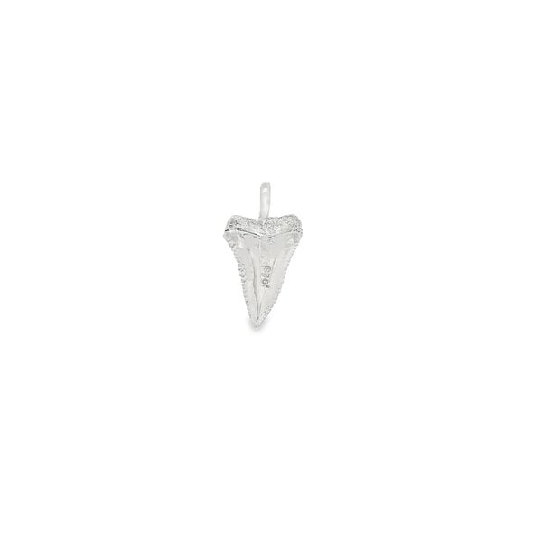 Sterling Silver 3-D Textured Shark Tooth Pendant 1-1/16"