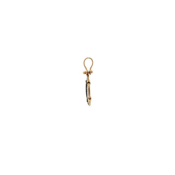 14K Yellow Gold & Authentic Silver Replica Atocha Coin Rope Bezel Pendant 31x18mm