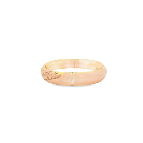 Gold Filled 1930's 12mm Rolled Edge Floral Filigree Bangle 7.5"