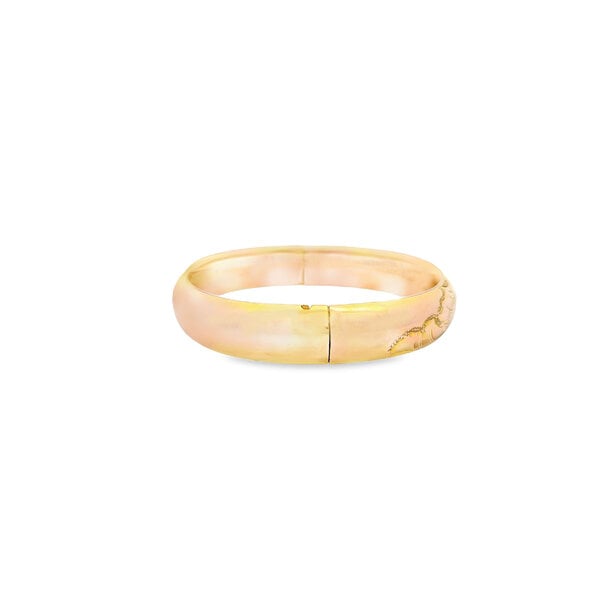 Gold Filled 1930's 12mm Rolled Edge Floral Filigree Bangle 7.5"