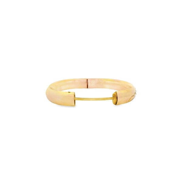 Gold Filled 1930's 12mm Rolled Edge Floral Filigree Bangle 7.5"