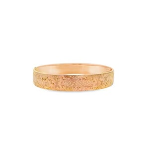 Gold Filled 1940's 12mm Flat Swirl Filigree Bangle 7.5"