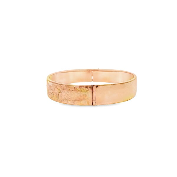 Gold Filled 1940's 12mm Flat Swirl Filigree Bangle 7.5"