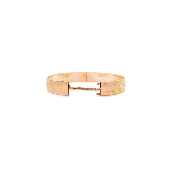 Gold Filled 1940's 12mm Flat Swirl Filigree Bangle 7.5"