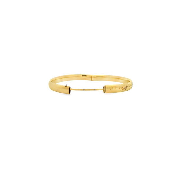 Gold Filled 1930's 6.5mm Rolled Edge Etched Hinged Bangle 7.25"