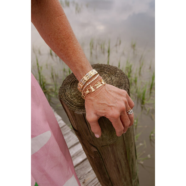 14K Yellow Gold Gold Creations Original Charleston Double Link Bracelet 7"