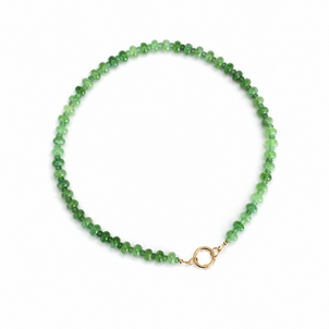 GF Green Jade Beaded Necklace w Push Clasp 17.5"