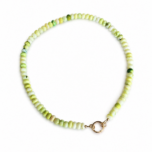GF Green/Yellow Opal Beaded Necklace w Push Clasp 17.5"