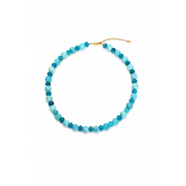 Gold Filled Teal Jade & Hemimorphite Beaded Necklace 16"-18.5" Adjustable
