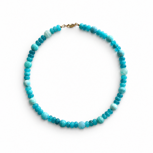 GF Teal Jade & Hemimorphite Beaded Necklace 17"