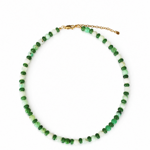GF Mixed Green Jade & Chryoprase Beaded Necklace 16"-18" ADJ