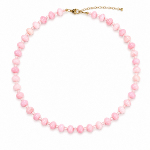 GF Pink Opal & Rose Quartz Beaded Necklace 16"-18.5"