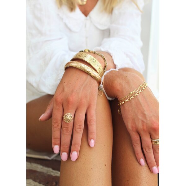 14K Yellow Gold Rainbow Row Gate Ring