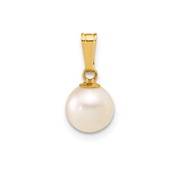 Gold Filled 7-8mm White Round Freshwater Pearl Pendant