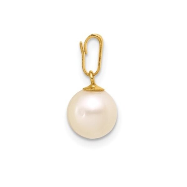Gold Filled 7-8mm White Round Freshwater Pearl Pendant