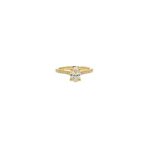 14KY 1ct tdw Oval Lab Dia Ring w Hidden Halo Sz 7