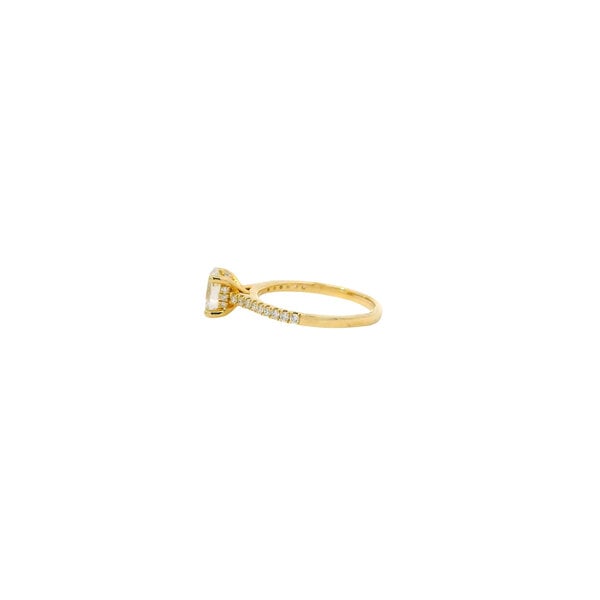 14K Yellow Gold 1ct Total Diamond Weight Oval Lab Diamond Ring with Hidden Halo Size 7