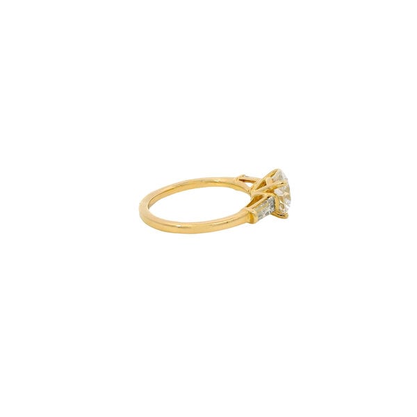 14K Yellow Gold 2.5ct Total Diamond Weight Round Lab Diamond & Tapered Baguette Lab Diamond Ring Size 7