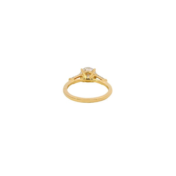 14K Yellow Gold 2.5ct Total Diamond Weight Round Lab Diamond & Tapered Baguette Lab Diamond Ring Size 7