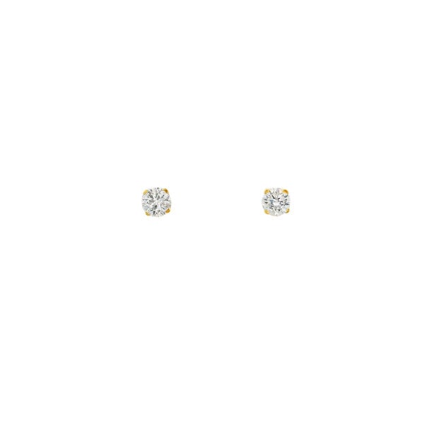 14K Yellow Gold .50ct Round Lab Grown Diamond Solitaire Post Earrings