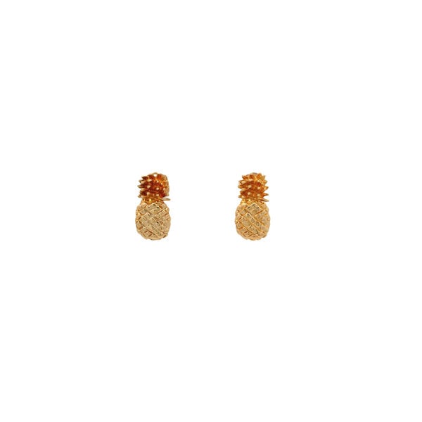 10K Yellow Gold 12x6mm Pineapple Post Earrings