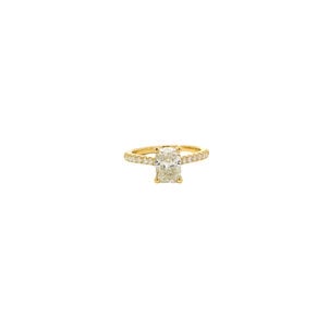14KY 2ct tdw Elongated Cush Lab Dia Ring w Hidden Halo Sz 7