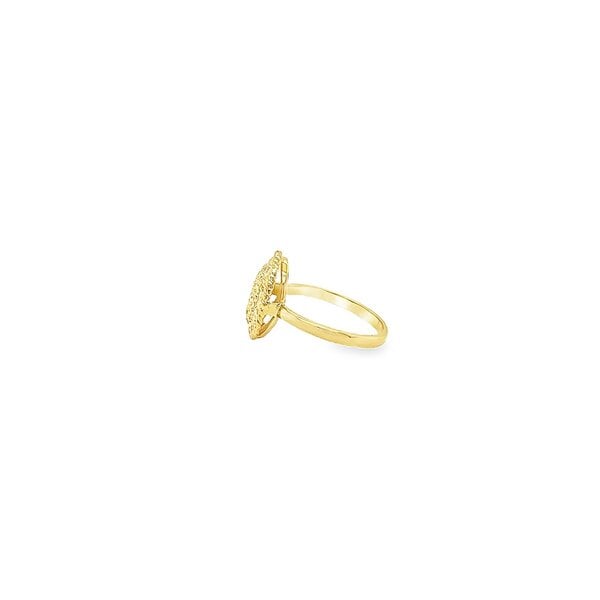 14K Yellow Gold Oval Diamond Cut Sweetgrass Ring