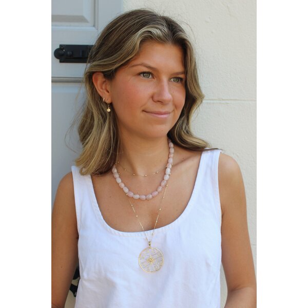 Gold Filled 10mm Pink Morganite Beaded Necklace 17"
