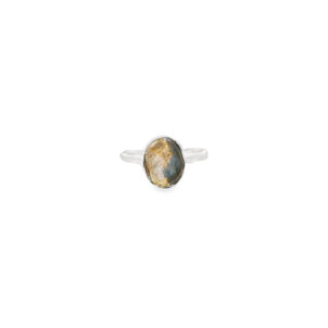 SS 7x9mm Oval Labradorite Ring