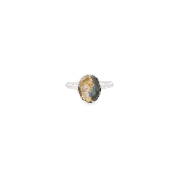 Sterling Silver 7x9mm Oval Labradorite Ring
