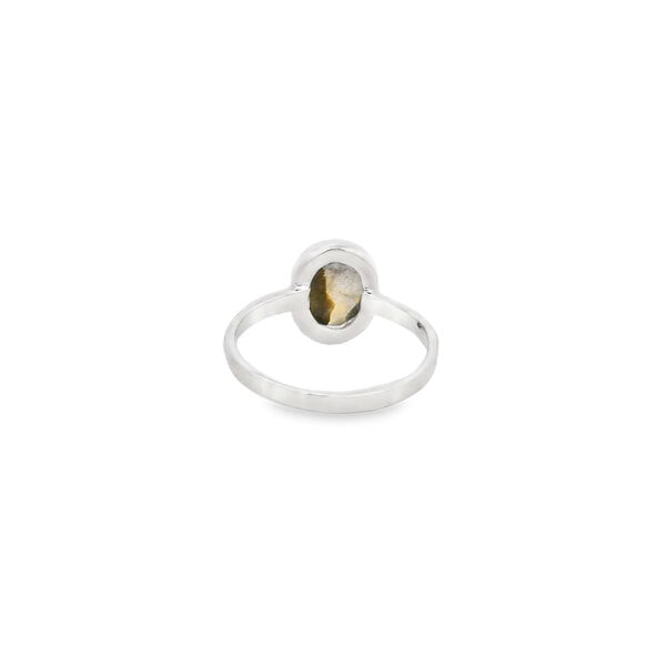 Sterling Silver 7x9mm Oval Labradorite Ring
