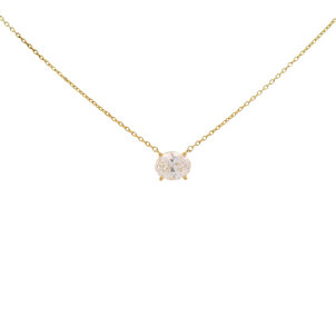 14KY .75ct Oval East to West Lab Dia Split Chain Necklace 16"-17"-18"