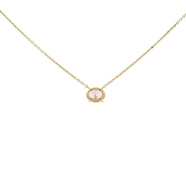 14K Yellow Gold .75ct Oval East to West Lab Diamond Split Chain Necklace 16"-17"-18"
